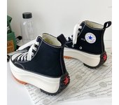 New breathable sponge cake versatile high top canvas women's shoes thick soled height increasing women's shoes