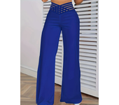 2025 New Y2k Women's Wide Leg Flared Pants Casual Cross Hollow High Waisted Pants Elegant Streetwear Work Pants