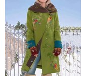 New Autumn and Winter European and American Women's Clothing Mid-length Printed Tops Long-sleeved Woolen Coat