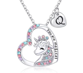 Fashion Initial Letter Unicorn Necklace You Are Magical Horse Pendant Necklaces For Girls Birthday Gifts