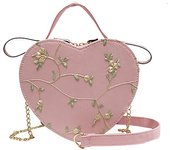 Girls Lightweight Crossbody Bag Top Handle Shoulder Bags with Heart Shape for Mobile Phone Cosmetics Keychain