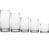 Jarrón cilíndrico de boca ancha grande, vidrio transparente, grueso, recto, gran oferta