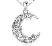 Eudora 925 Sterling Silver Vintage Moon Necklace for Women Man Tree Vine Knot Moon Amulet Pendant Personality Jewelry Party Gift