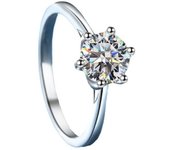 S925 sterling silver ring women's one carat D color moissanite engagement ring
