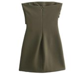 BUNO-New Elegant Fashion Women, Mini Pleated Strapless Dress, Retro Sleeveless Backless Dress for Women