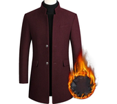 Business Casual Trench Coat Men Chinese Style Solid Color Winter Coat Men Autumn and Winter Wool Coat for Men