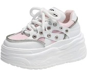 Nuevos zapatos de otoño para mujer, plataforma vulcanizada, tacones altos con cuña, cordones, transpirables, informales, cómodos, zapatos de Skateboard para primavera para mujer