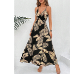 2025 tropical printed baless and thigh separated dress