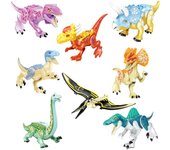 8pcs Jurassic Dinosaur Building Blocks T-rex Velociraptor Brachiosaurus Stygimoloch Action Figures Children's Toy Gift