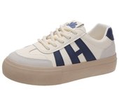 Casual Zapatos Deportivos De Las Mujeres Gruesa Placa Base Zapatos Estudiante Plano Blanco Zapatos