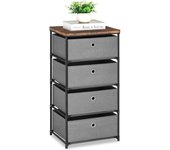 Cómoda con 4 cajones, Torre de Almacenamiento de Tela, Armario Organizador de Gran Capacidad para Dormitorio, Dormitorio, Pasillo, Entrada, Color Blanquecino
