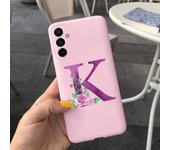 For Samsung Galaxy M23 5G Case Letter A To Z Liquid Silicone Luxury Phone Case For Samsung M23 SM-M236B Soft Matte Back Cover