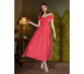 Pleats Tulle Princess Dress Skyblue Tea-Length Vestido De Fiesta Boda Evening Cocktail Homecoming Graduations Prom Ball Gown