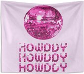 Hot Pink Wall Tapestry, Preppy Tapestry, Howdy Tapestry Girl Tapestry, Disco Wall Decor, Disco Ball Room Decor, Dorm Room Decor for Girls, Western Room Decor for Teen Girls