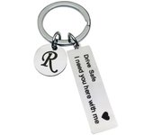 Drive Safe Keychains A-Z Initials Letters Men Women Stainless Steel Key Chain Birthday Chritsmas Father's Day Gifts Jewelry