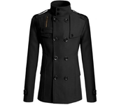 Abrigo hombre, lana, cortavientos, doble botonadura, negocios, invierno
