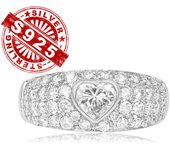 Heart-Shaped CZ Ring for Women, Sparkling Zirconia Jewelry, 925 Silver Plated Elegant Gift, Romantic Valentine Day Gift for Her