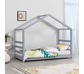 para niños de Pino 200 x 90 cm Cama Infantil Forma de casa Blanco Mate
