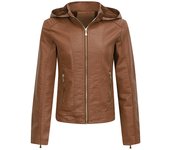 Chaqueta de cuero para mujer, de gran tamaño, apilada y engrosada, chaqueta delgada de cuero PU, otoño e invierno
