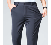 29-42 pantalones de traje informales de negocios a la moda finos de verano para hombre, pantalones largos, pantalones formales de manga recta elástica para hombre de talla grande