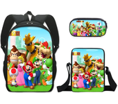 3PC-Set 3D New Movie Super Mario Brothers Mario Primary and Middle School Students Schoolbag Boys Girls Anime Cartoon Mochila