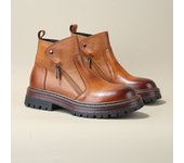 Botas de cuero de gama alta para hombre, botas Chelsea, suela suave transpirable de piel de vaca de primera capa
