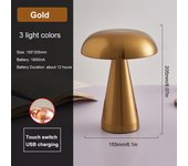 Lámpara de Noche con LED Recargable por USB de Mushroom Decoración de Habitación Lámpara de Mesa con 3 Colores Regulable