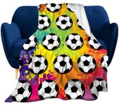 Super Soft Soccer Blanket Lightweight Cozy 3D Printed Flannel Baseball Basketball Throw Blankets for Sport Fans Kids Adults Gifts 50"x40"