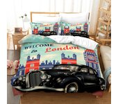 Cars Duvet Cover Traditional Old Car Race Nostalgic American Car Bedding Set Classic Cars Polyester Quilt Cover for Boys Teens