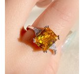 illes colored gemstone ring inlaid with artificial sea blue topaz light luxury plated PT950 super large full diamond carat ring
