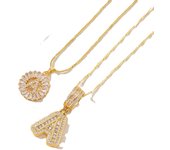 2 Pack Initial Letter Pendant Necklaces for Women, 14K Gold Plated Alphabet Necklace with Adjustable 17''-19'' Chain, Valentine's Day Jewelry for Women Girls