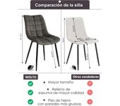 Pack de 2 Sillas de Comedor Asiento de Tela Dining Chairs Silla Diseño Silla Tapizada Estructura Metálica Sillón con Respaldo Sillas de Cocina Antracita BH247an-2