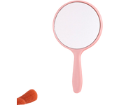 Espejo de maquillaje de plástico de mano, bonito espejo cosmético redondo de color sólido con asa, espejo de tocador portátil para mujeres y niñas (pequeño, blanco)