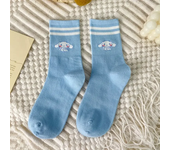 1pair Miniso Cinnamoroll Cartoon socks girl's blue combed cotton mid-tube stockings cute sanrio puppy stockings