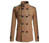 Abrigo hombre, lana, cortavientos, doble botonadura, negocios, invierno