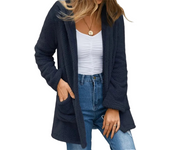 Chaqueta cárdigan de mujer otoño/invierno cárdigan de vellón de color liso con bolsillos