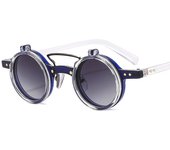 Nuevo marco redondo punk doble flip gafas de sol hombres y mujeres locomotora tendencia personalidad