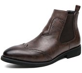 Botas de cuero de caña alta botas cortas de tendencia de moda de gran tamaño casuales pulidas británicas para hombres