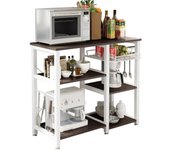 Estantería de Cocina Estante de Microondas en Metálica con 3 Niveles Soporte para Carro de Microondas Estantes de Almacenamiento, Arce Blanco
