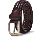 Men Genuine Leather Braided Belts Webbing High Quality Hand Vintage Belts for Men Gold Pin Buckle Casual for Jeans Strap HQ212
