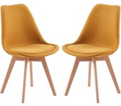 Pack de 4 Sillas de Comedor Sillas Cocina Nórdico con Asiento Tapizado y Las piernas de Madera de Haya Maciza, Blanco