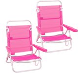 Pack 2 Sillas Playa Plegables | Ligera Portátil | Baja y Reclinable de 4 Posiciones | para Camping, Piscina, Terraza o Jardín Aguamarina