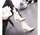 Botas Cortas De Tacón Alto Con Remaches Para Mujer, Nuevas Botas Puntiagudas Con Cordones De Otoño E Invierno, Botas Cortas De Tacón Grueso Con Cremallera Lateral