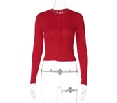 Otoño nueva tendencia de moda cárdigan de un solo pecho ajustado y top delgado