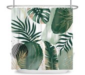 Green Plant Leaf Vines Flowers Shower Print Modern Nordic Minimalist Polyster Home Decor Bathroom Curtain with Hooks