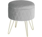 WOLTU Puff Asiento Almacenaje Terciopelo Redondo/Otomana Taburete Sofá Dormitorio Habitacion con Tapa Caja de Almacenamiento 31,5 x35cm Rosa