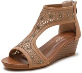 Sandalias de mujer, verano nuevo tacón de cuña tacón medio madre zapatos cómodos tacón de cuña zapatos de mujer