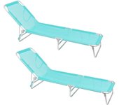 Pack 2 Tumbonas Jardín Exterior | Ligera Plegable y Reclinable| 3 Posiciones | para Playa Camping Piscina Terraza o Jardín Azul