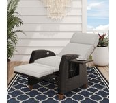 Grand patio Tumbona Relajante con cojín de Asiento, Silla de jardín, Respaldo Ajustable, Tumbona de ratán para Interior, Uso Exterior (Mimbre marrón Claro, cojín Beige)