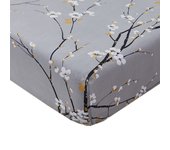 Sabana Bajera Ajustable Flores y Ramas Gris Suave y Cómodo para Colchón de Hasta 30cm de Altura, Cama 90/105/135/150